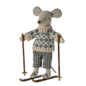 Maileg Winter Mouse with Skis - Dad (2023) - Retired Product, Limited Stock