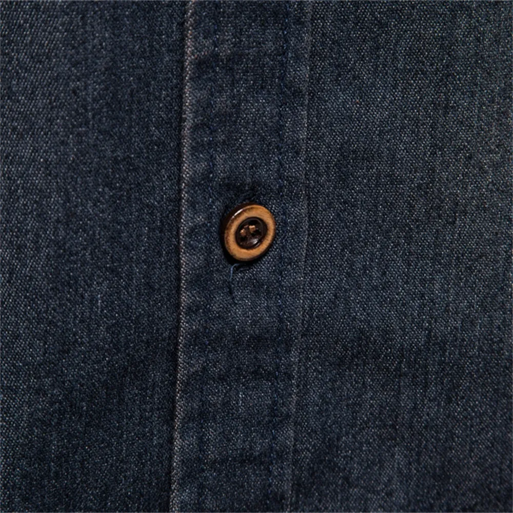 Men Long Sleeve Cowboy Denim Shirt