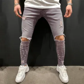 Men's Fashion Casual Skinny Ripped Jeans