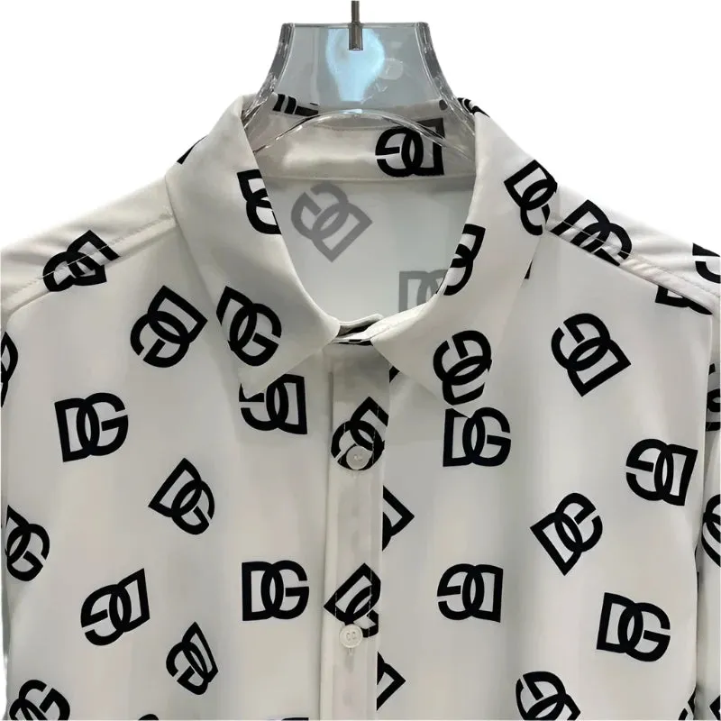 Men's Long Sleeve Printed Shirt with Lapel Buttons – Soft, Comfortable & Breathable Fabric