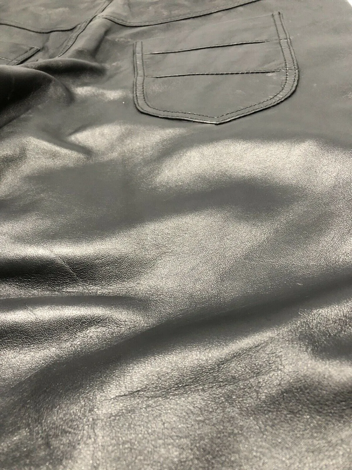 Mens Soft Leather Genuine Sheep Leather Party Pants Slim Fit Real Leather Pant