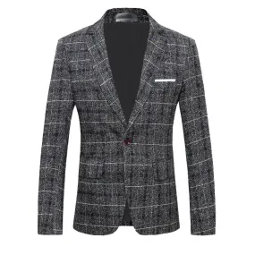 Men's Suits,  Slim-fitting Plaid Suits - High Quality