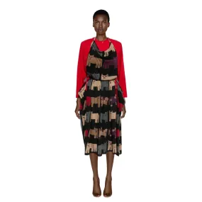 MICHAELE VOLBRACHT Famous Multicolored Cat Print Apron Dress | Size S-L