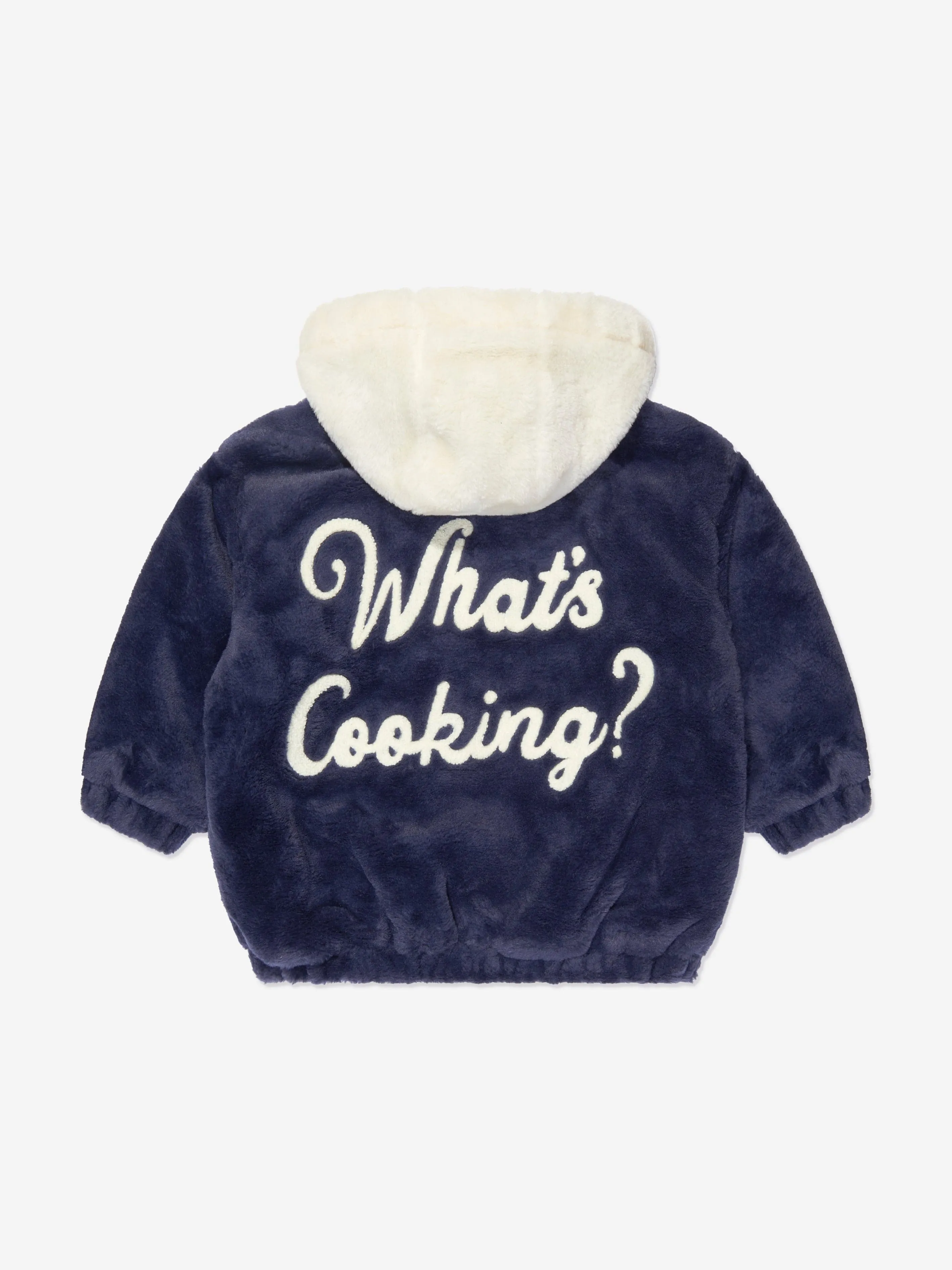 Mini Rodini Kids What's Cooking Faux Fur Jacket in Navy
