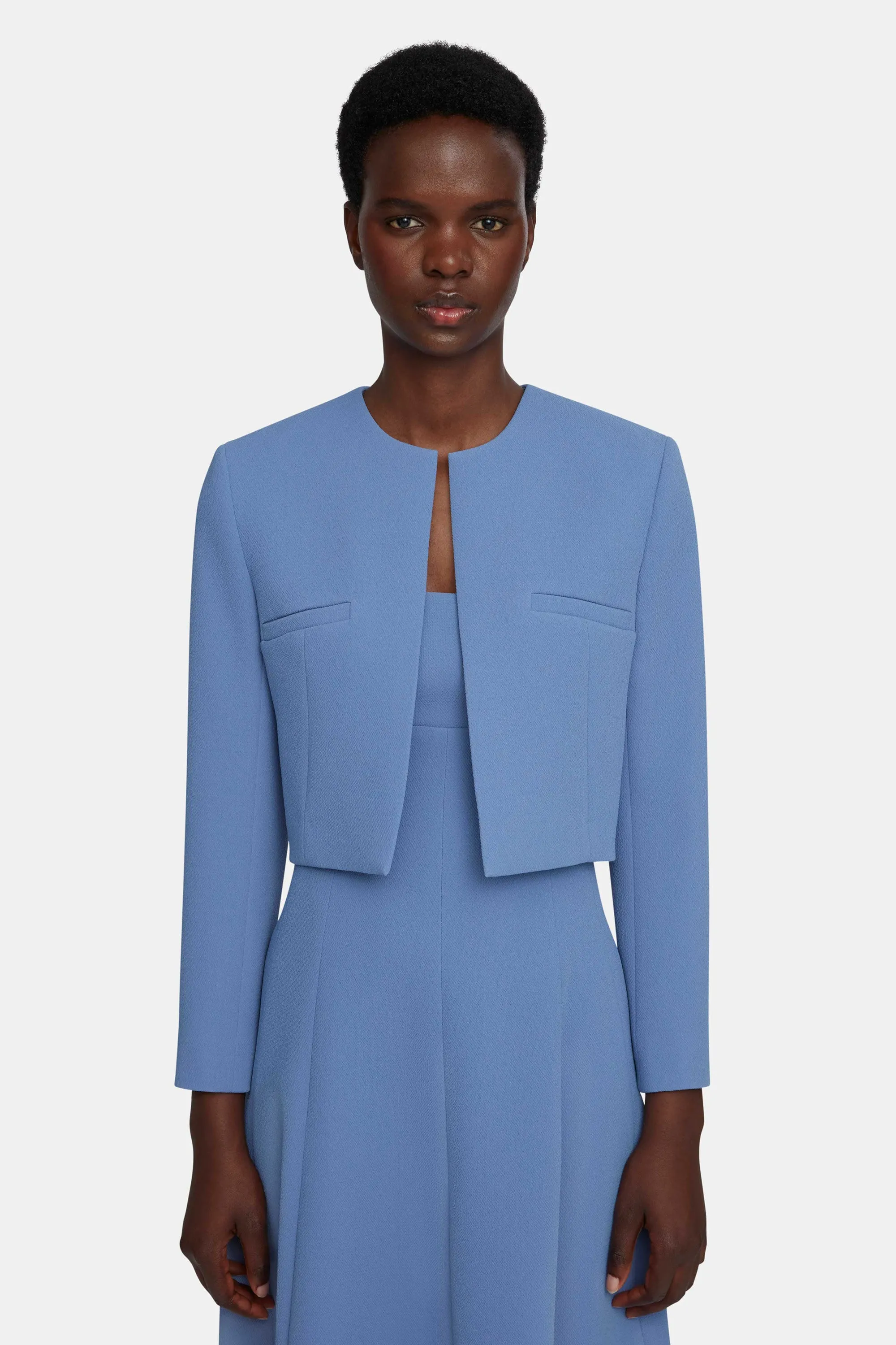Mirca Jacket In Indigo Double Crepe