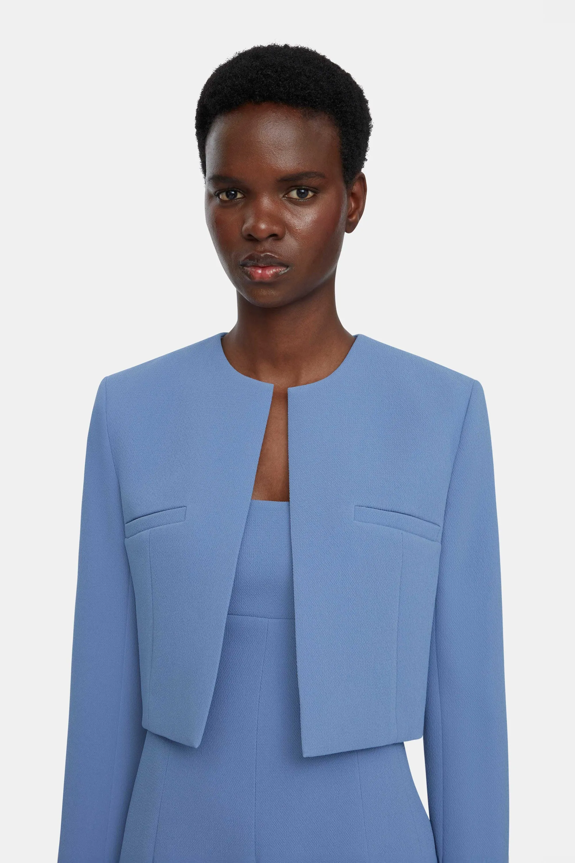 Mirca Jacket In Indigo Double Crepe