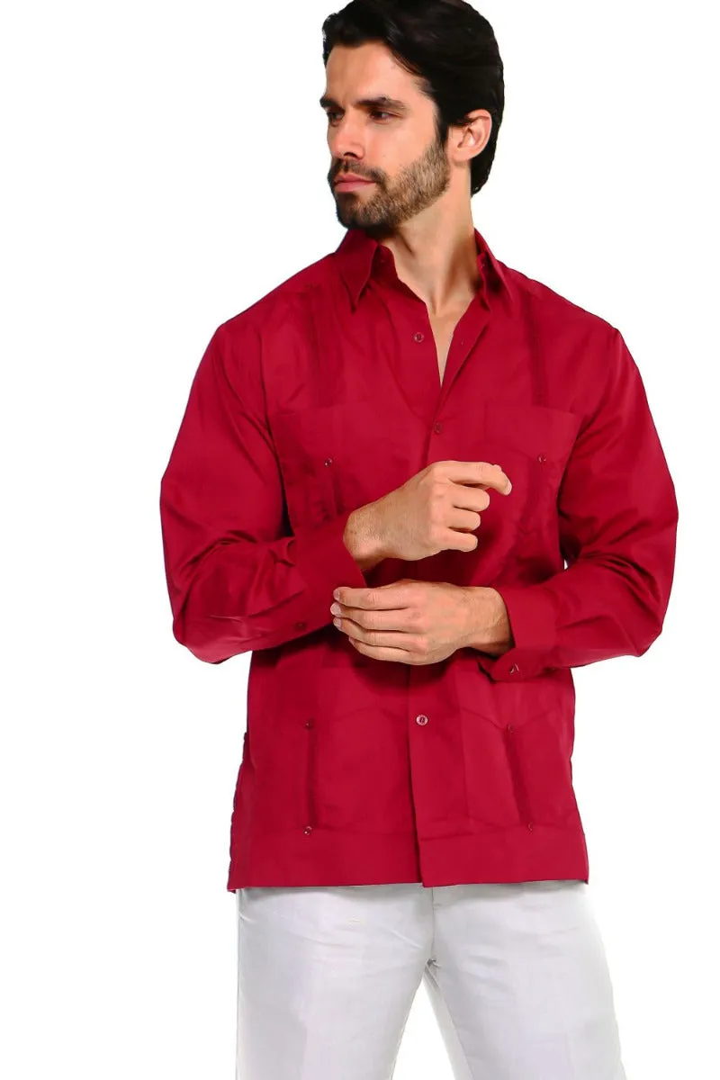 Mojito Collection Plus Size Guayabera Shirt Classic Poly Cotton Long Sleeve 3X-8X