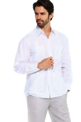 Mojito Collection Plus Size Guayabera Shirt Classic Poly Cotton Long Sleeve 3X-8X