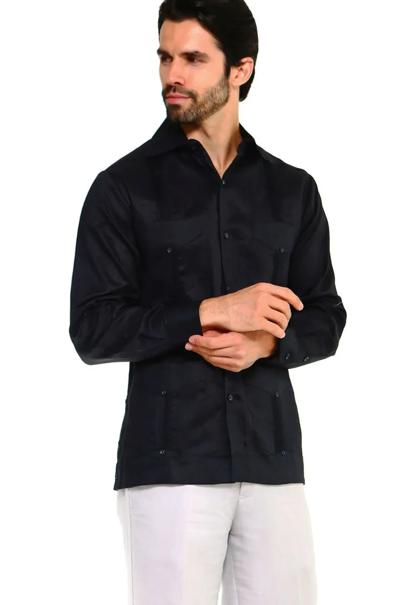 Mojito Collection Plus Size Guayabera Shirt Classic Poly Cotton Long Sleeve 3X-8X