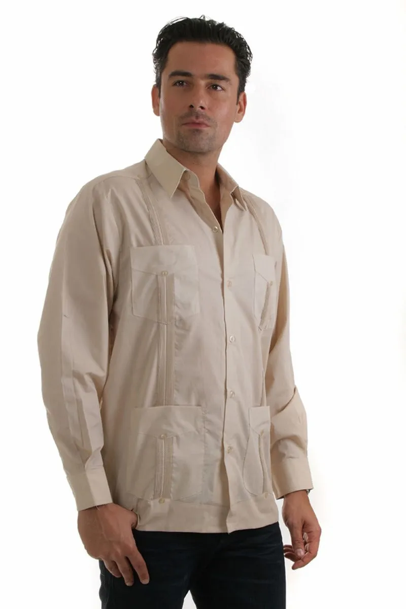 Mojito Collection Plus Size Guayabera Shirt Classic Poly Cotton Long Sleeve 3X-8X