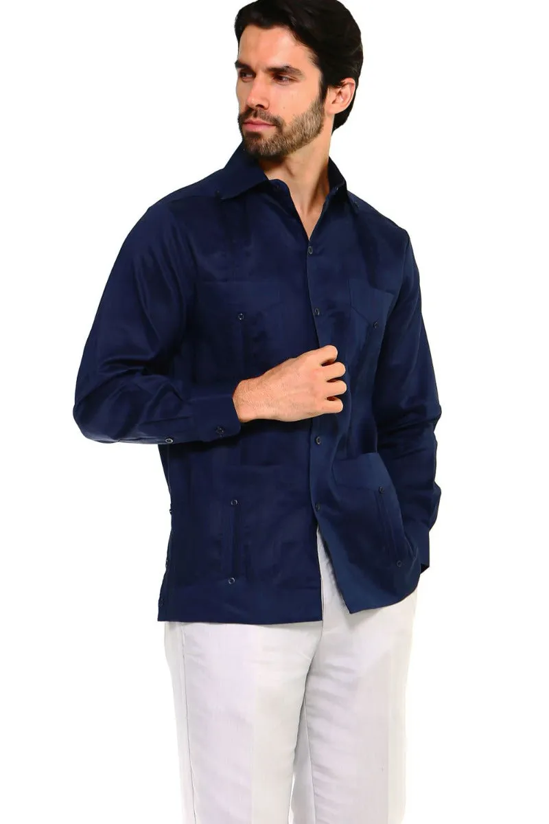 Mojito Collection Plus Size Guayabera Shirt Classic Poly Cotton Long Sleeve 3X-8X