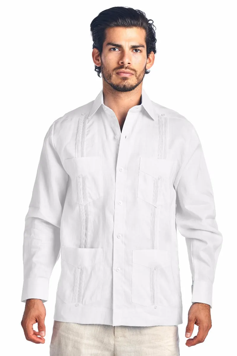 Mojito Collection Plus Size Guayabera Shirt Classic Poly Cotton Long Sleeve 3X-8X