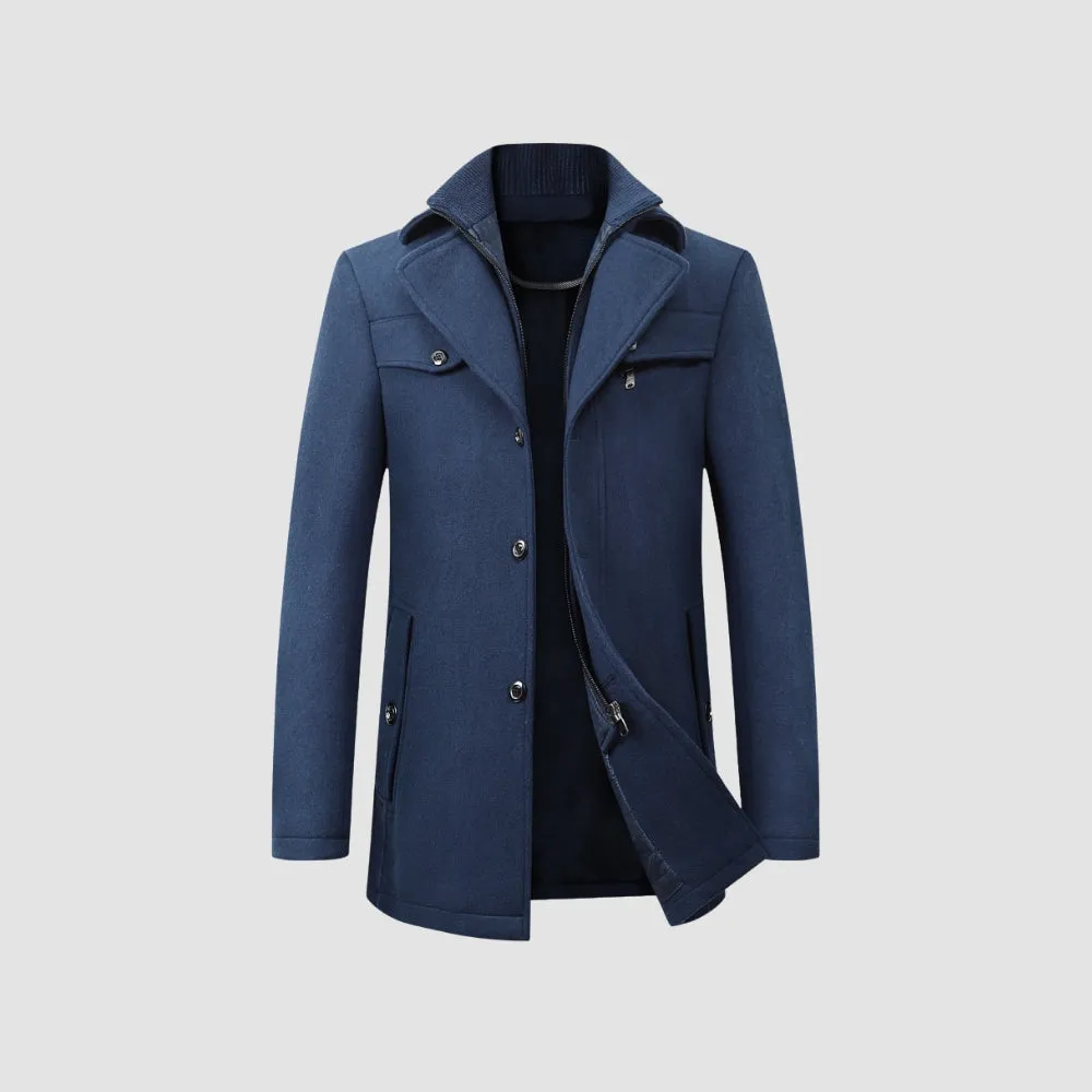 MV Mid-Length Woolen Coat Business Casual Style