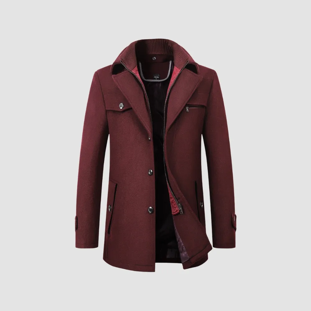 MV Mid-Length Woolen Coat Business Casual Style