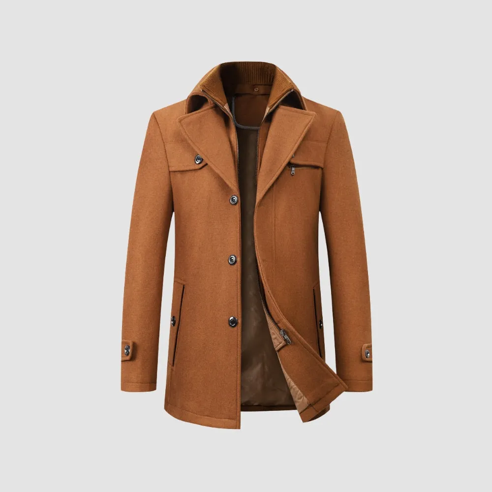MV Mid-Length Woolen Coat Business Casual Style