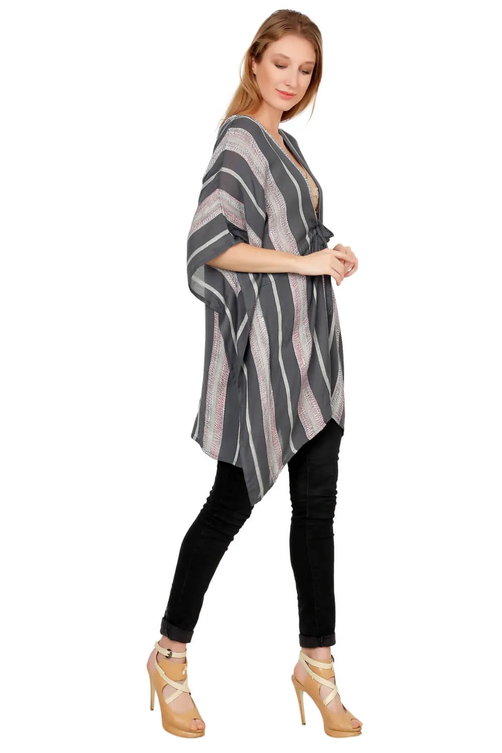 Nautical Chic Front Tie Kimono