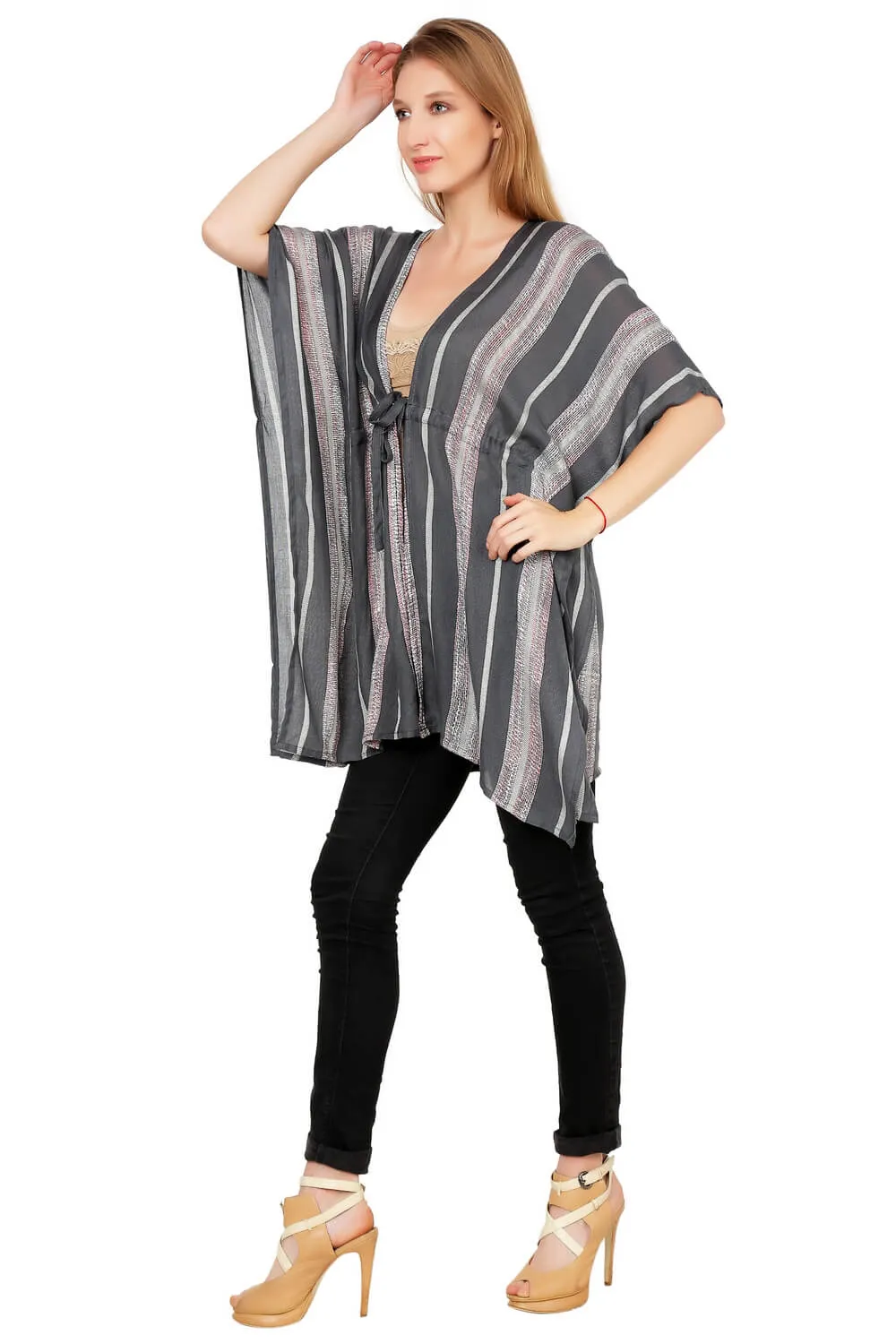 Nautical Chic Front Tie Kimono