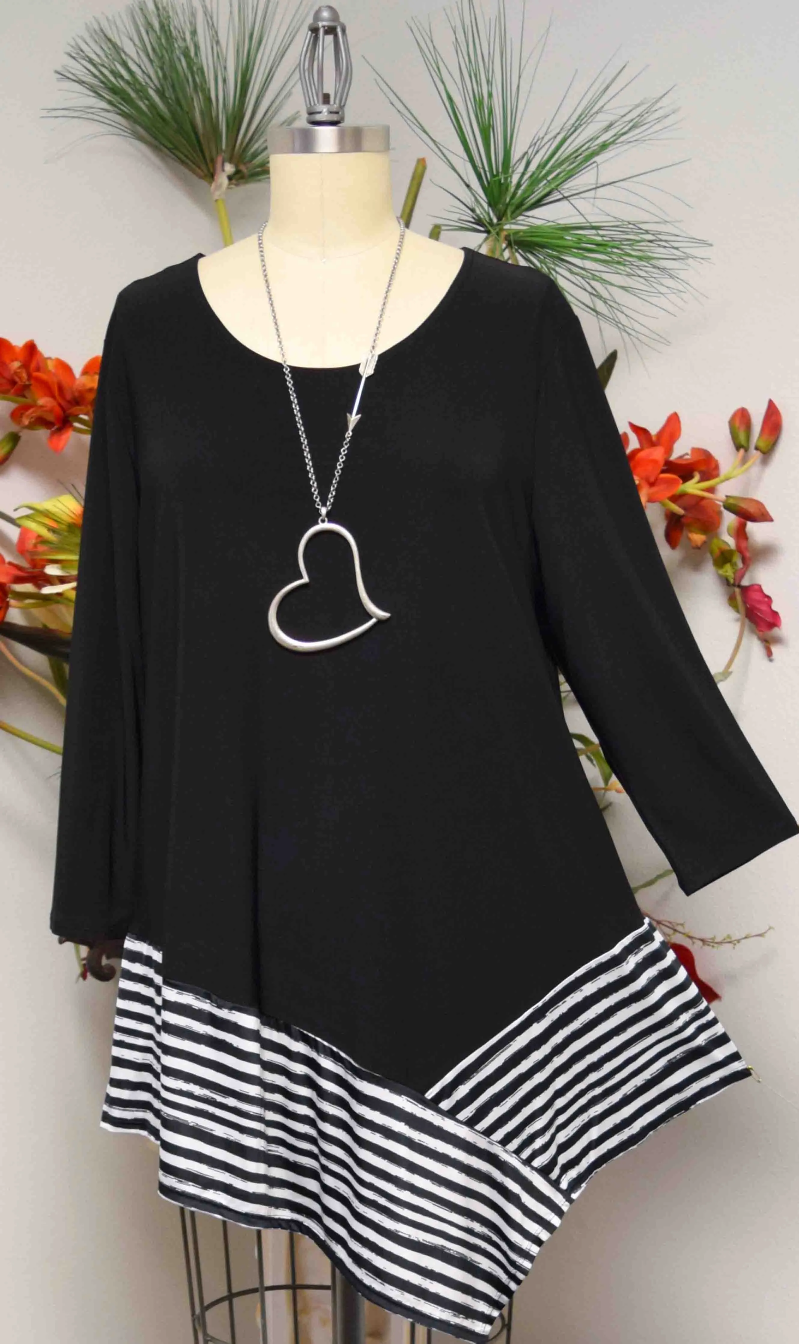 New Artsy Asymmetrical Tunic,  Lagenlook Tunic, 2 Tone Tunic, Plus size Tunic, Attention getter and designer Small to 3XL