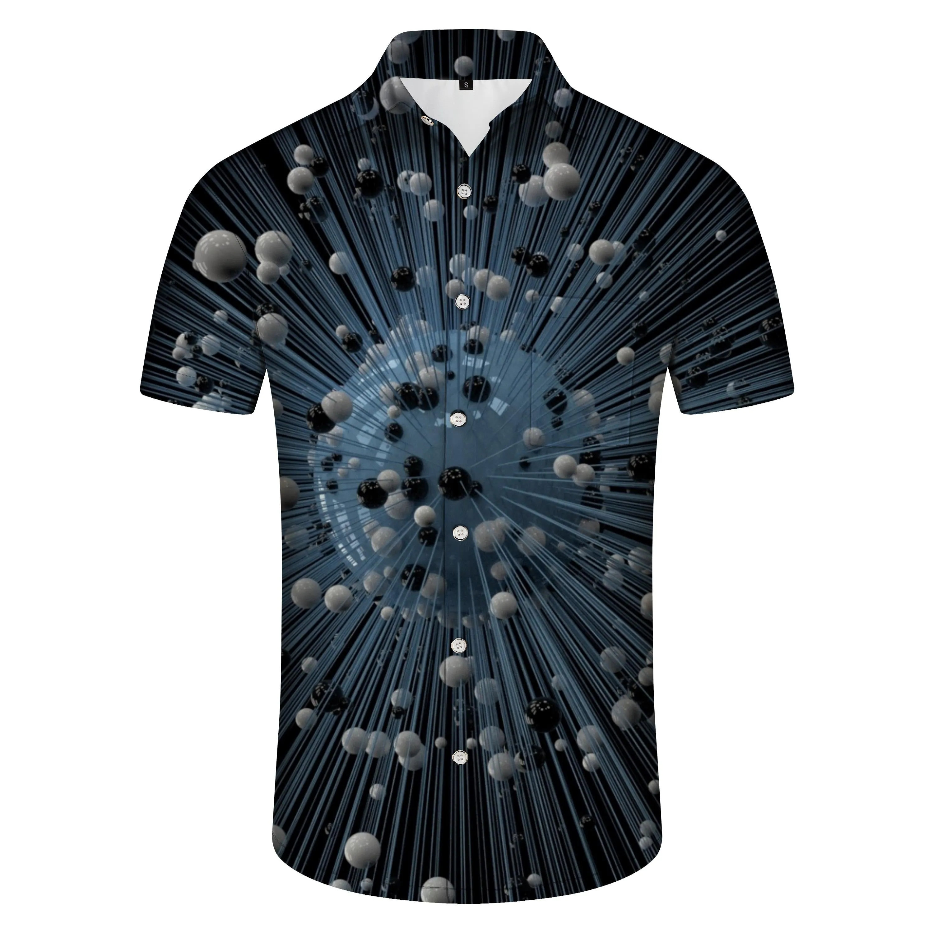 New Men's Surf Abstract Casual Style Printed Graphic Hawaiian Button Shirt Short Sleeve Beachwear Fun