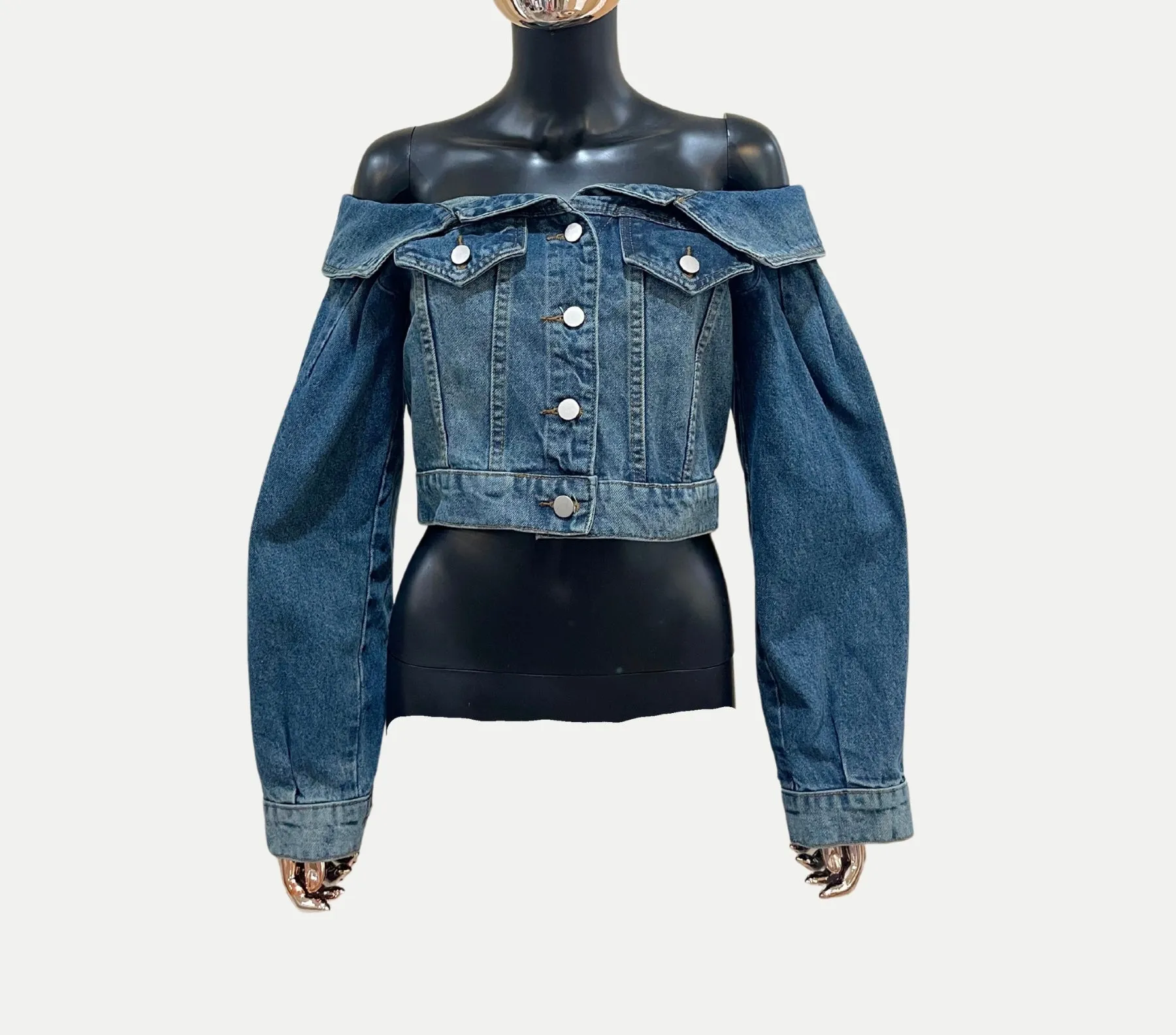 Off Shoulder Denim Jacket Small