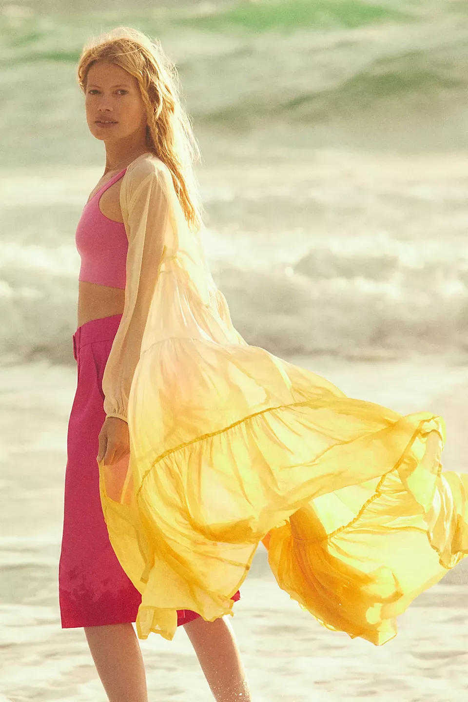 Ombré Tiered Sheer Kimono