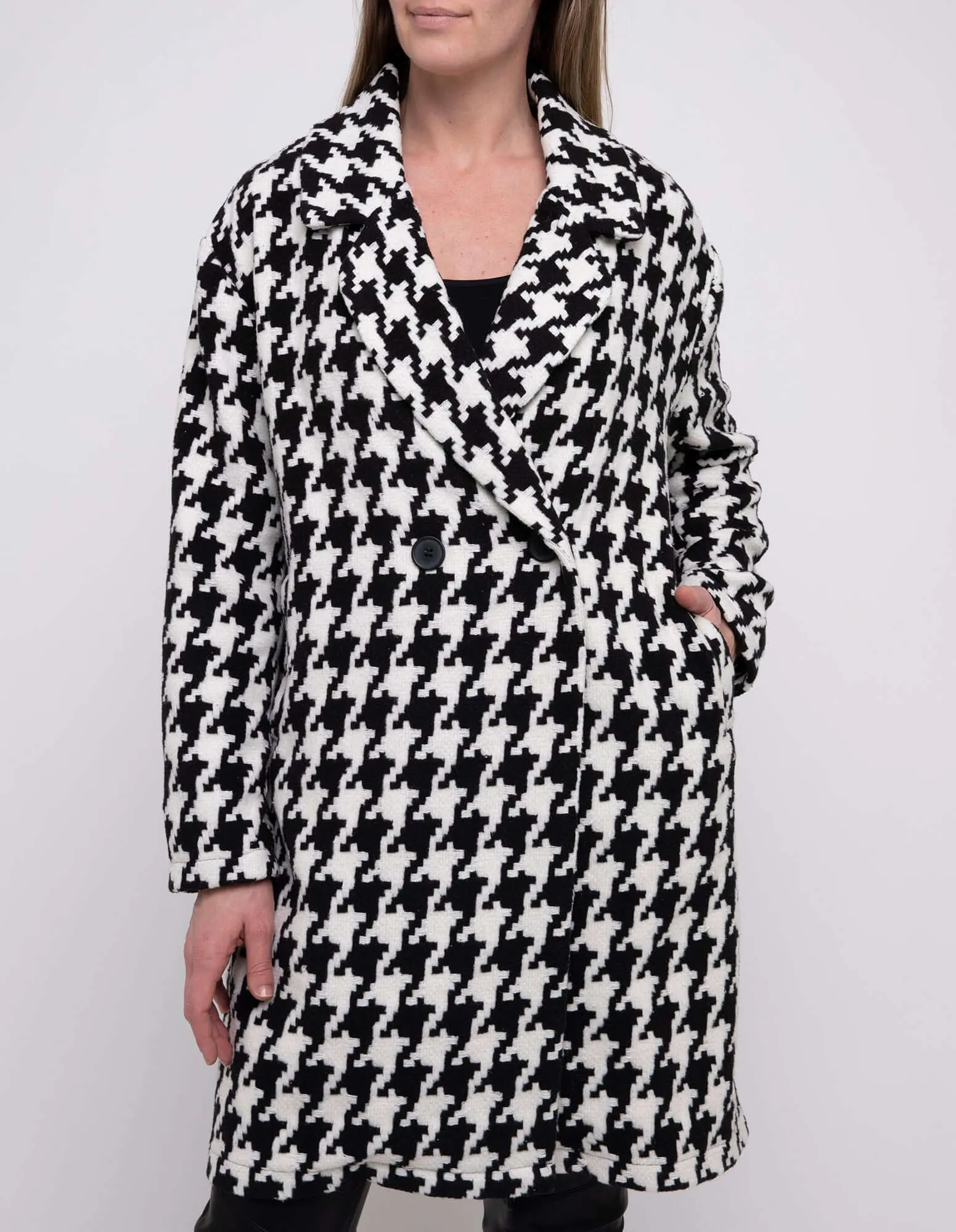 Ping Pong Boyfriend Coat in Houndstooth