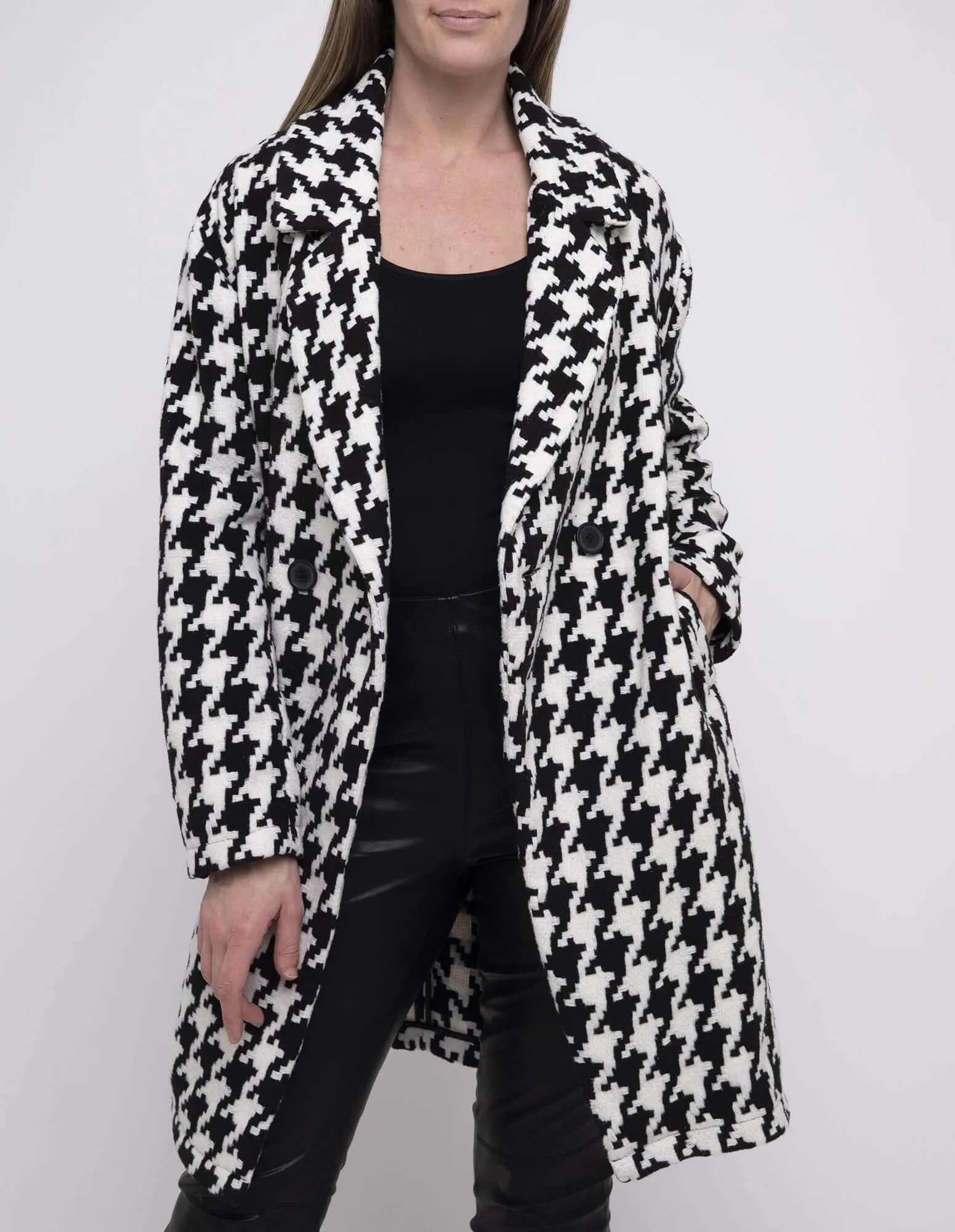 Ping Pong Boyfriend Coat in Houndstooth