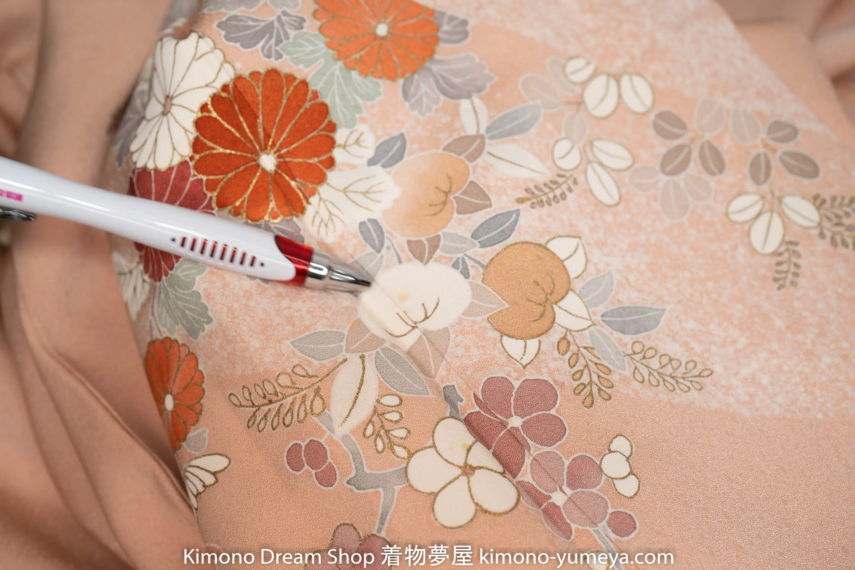 Pink Homongi - Vintage Formal Women's Japanese Kimono - Hand Painted Paint Splatter Peonies Botan