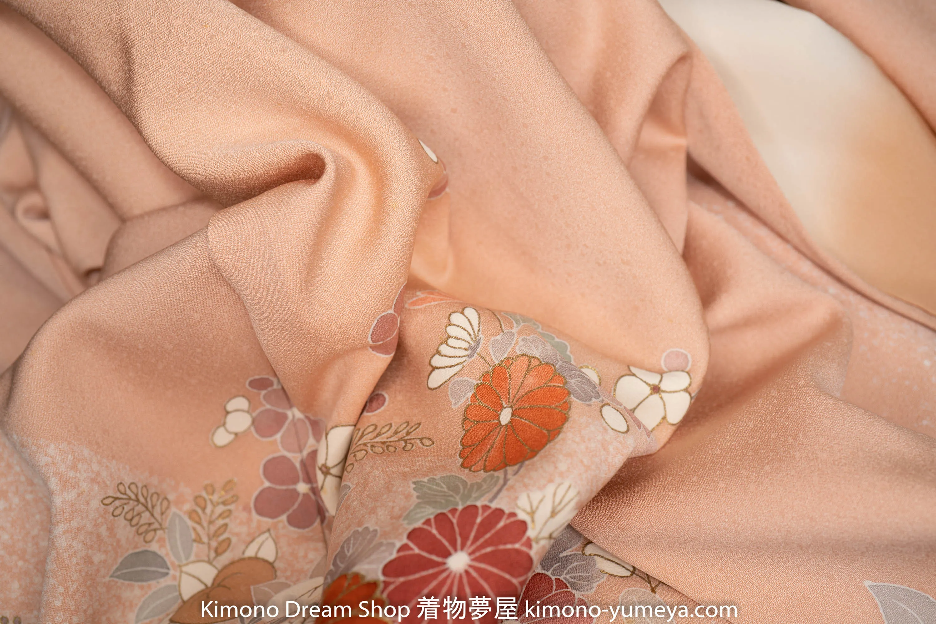 Pink Homongi - Vintage Formal Women's Japanese Kimono - Hand Painted Paint Splatter Peonies Botan