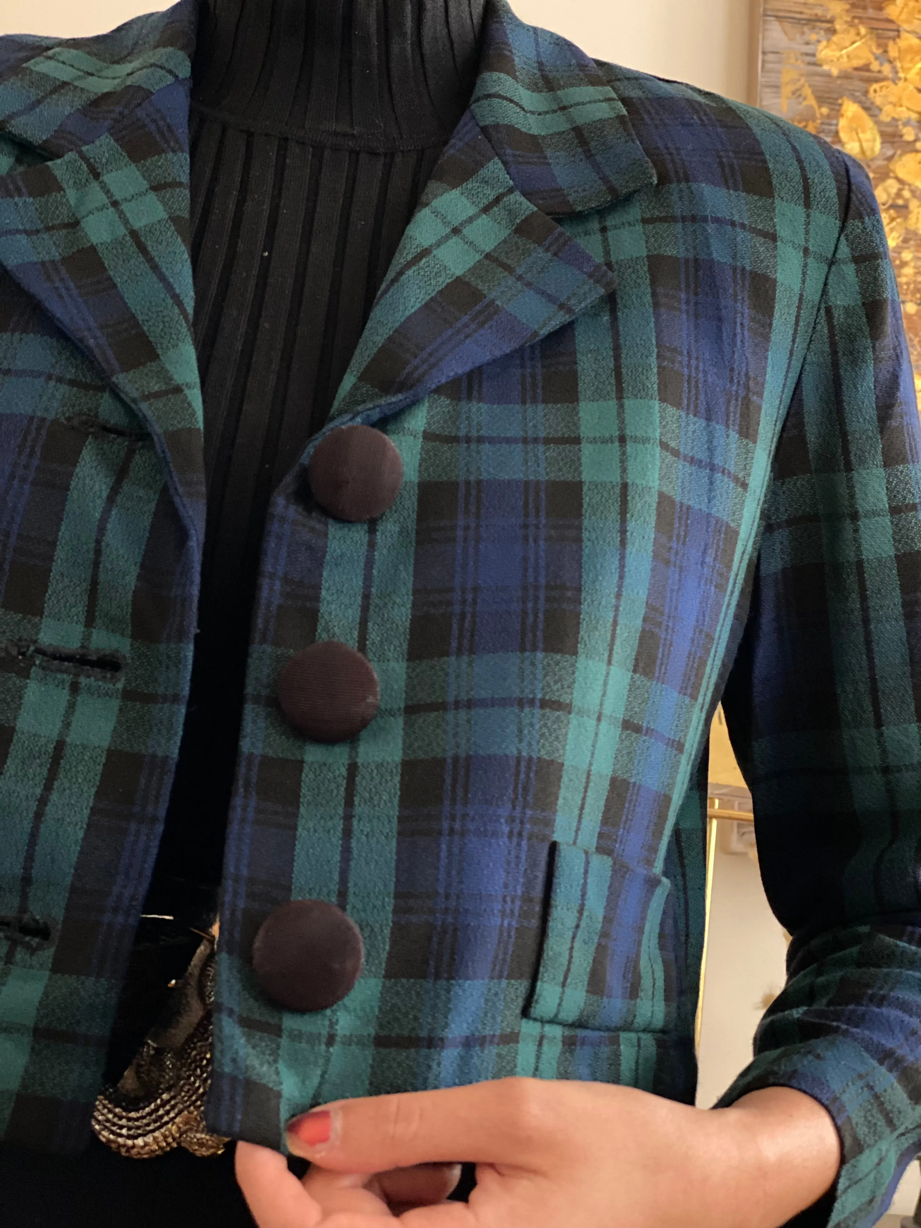 Plaid cropped jacket (S)