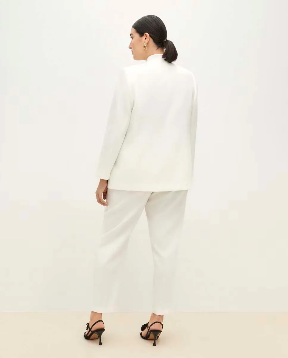 Plain Suit Without Lapel - White