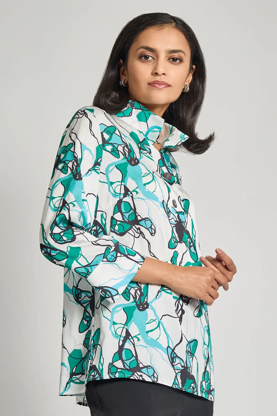 Plus Size Printed Charmeuse Tunic