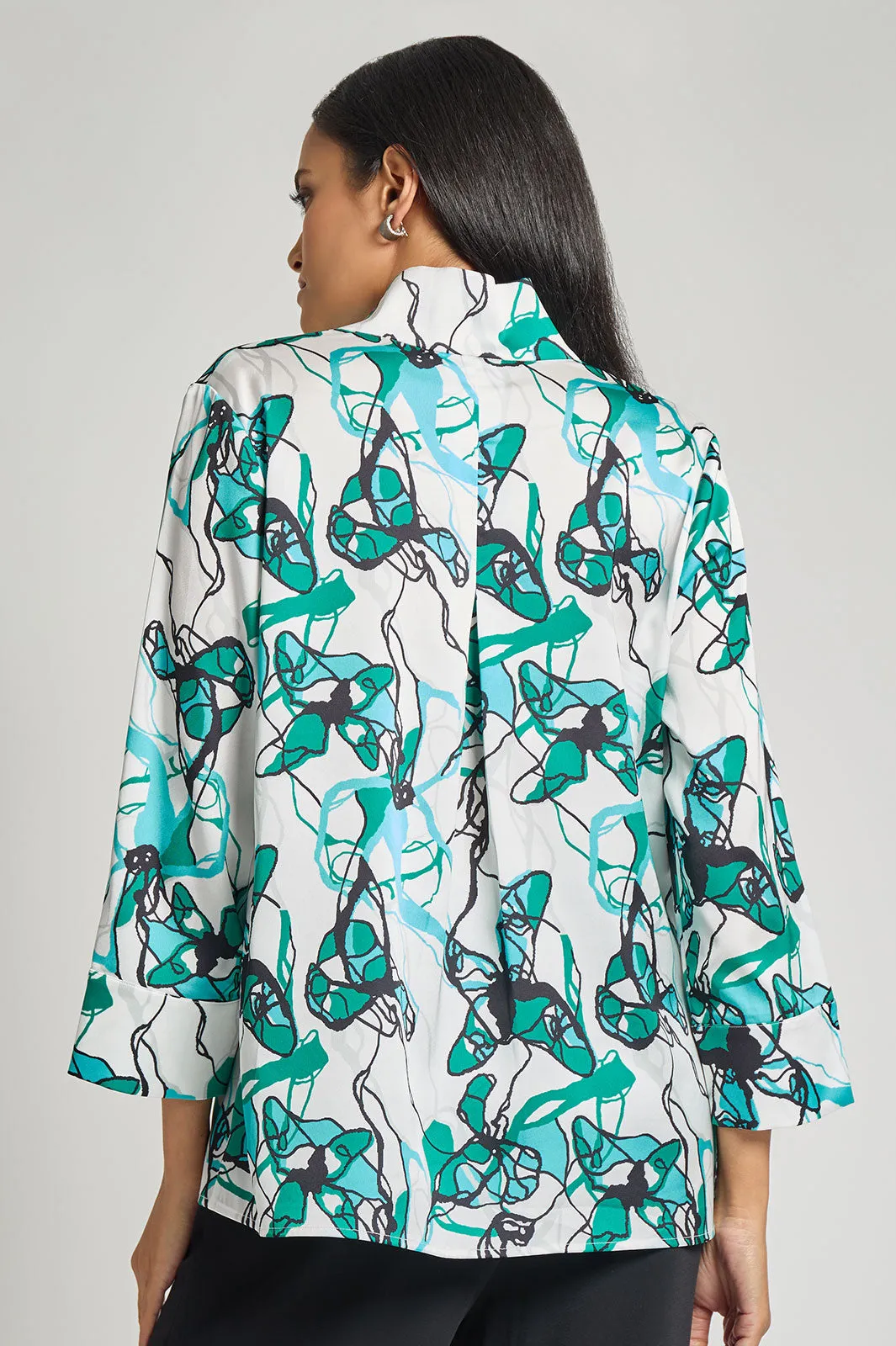 Plus Size Printed Charmeuse Tunic