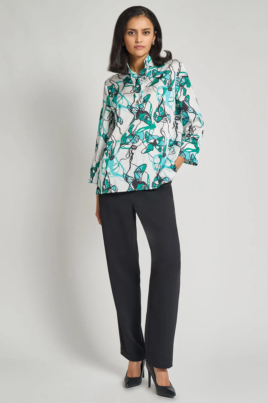Plus Size Printed Charmeuse Tunic