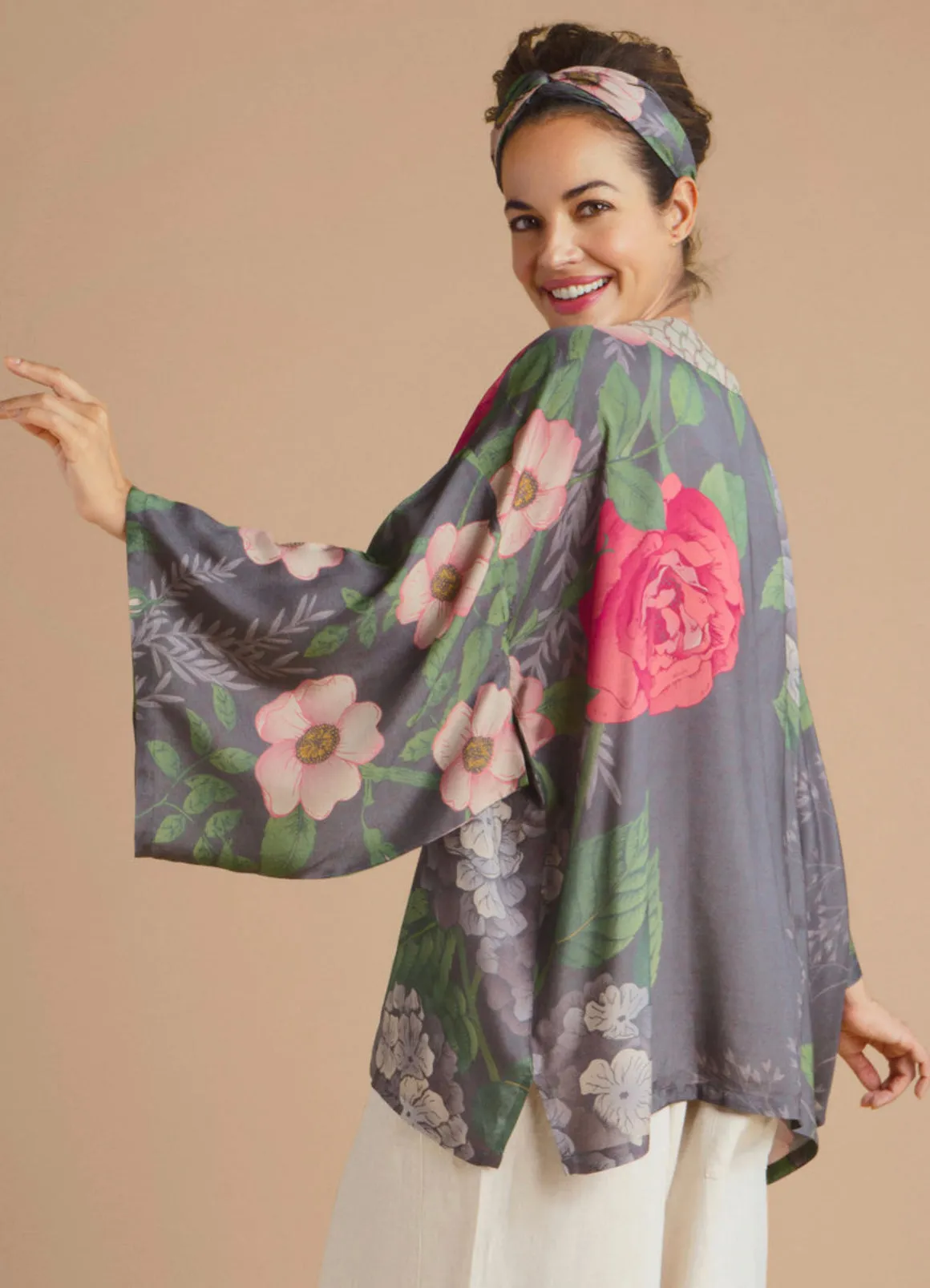 Powder Hedgerow Kimono Jacket - Pewter