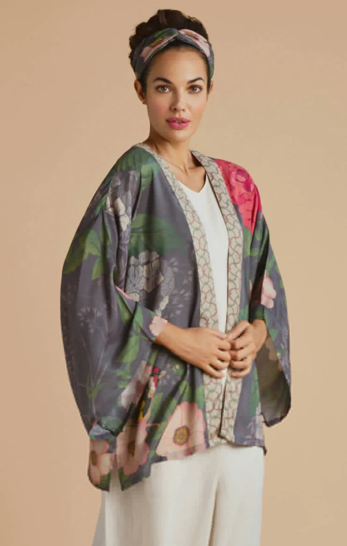 Powder Hedgerow Kimono Jacket - Pewter