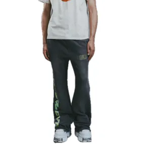 Printed Slogan Flared Jeans In Black