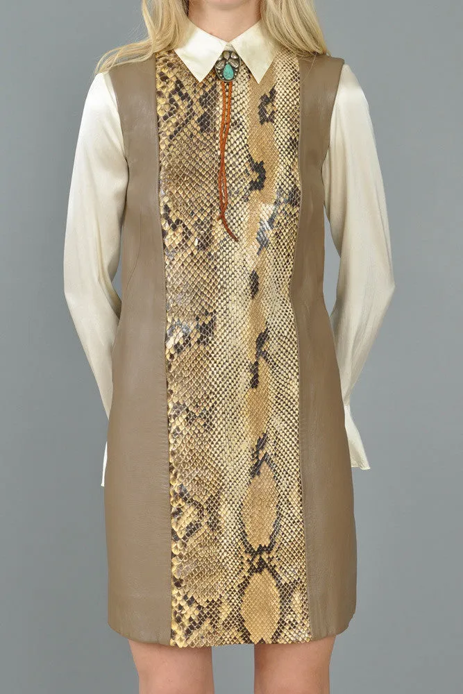 Python Skin   Leather 1960s Tunic Dress