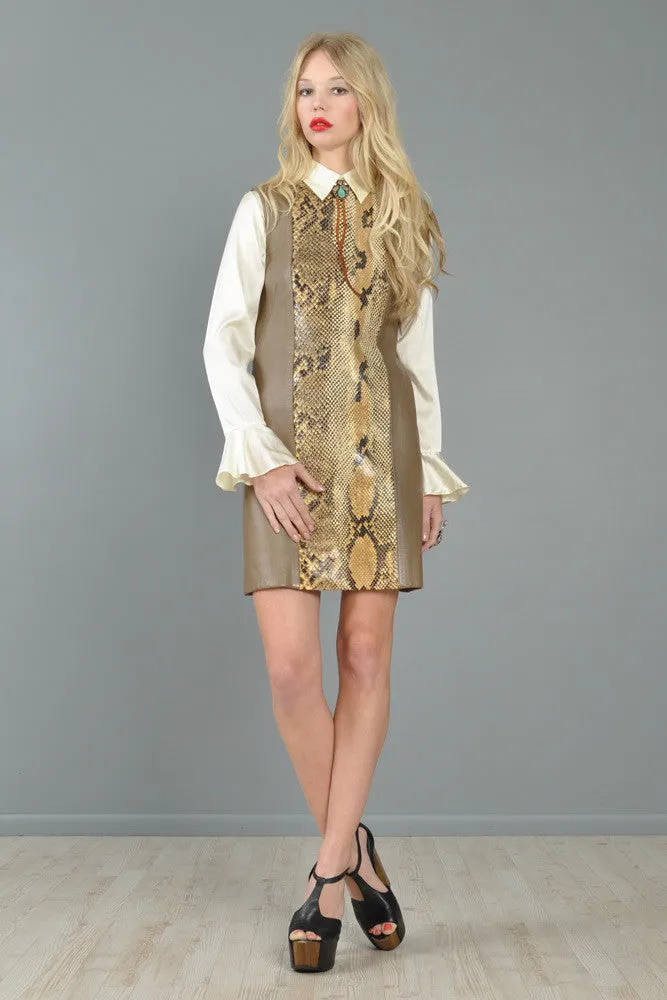 Python Skin   Leather 1960s Tunic Dress