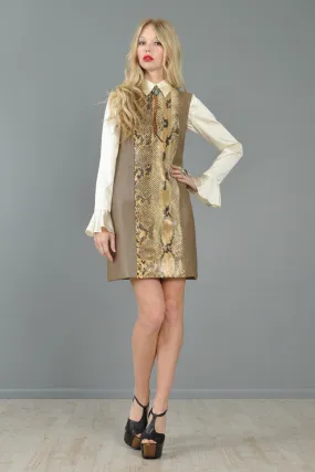 Python Skin   Leather 1960s Tunic Dress