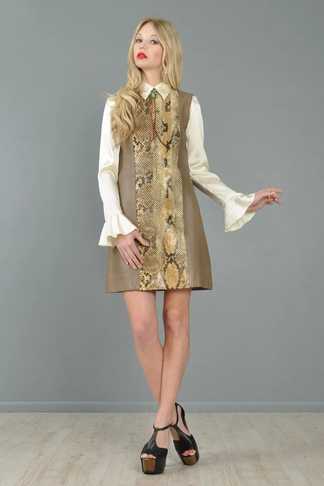Python Skin   Leather 1960s Tunic Dress