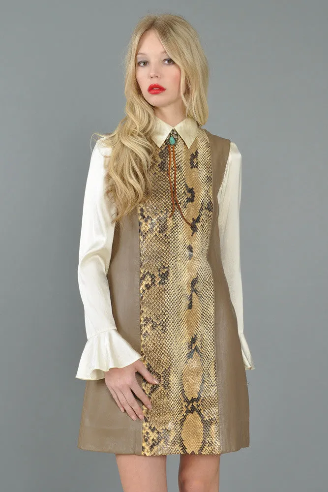 Python Skin   Leather 1960s Tunic Dress