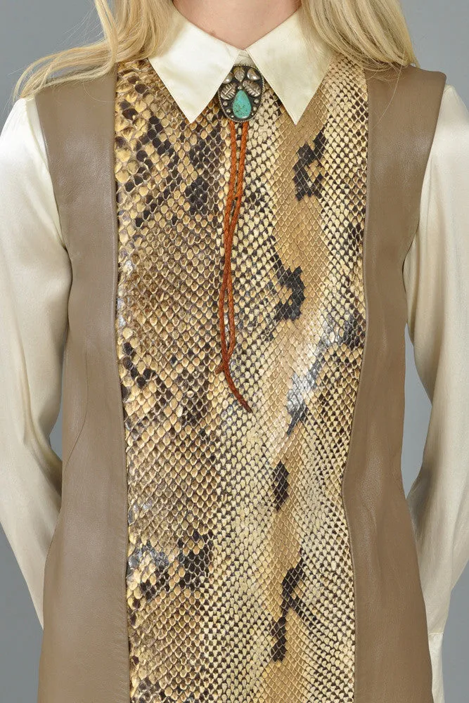 Python Skin   Leather 1960s Tunic Dress