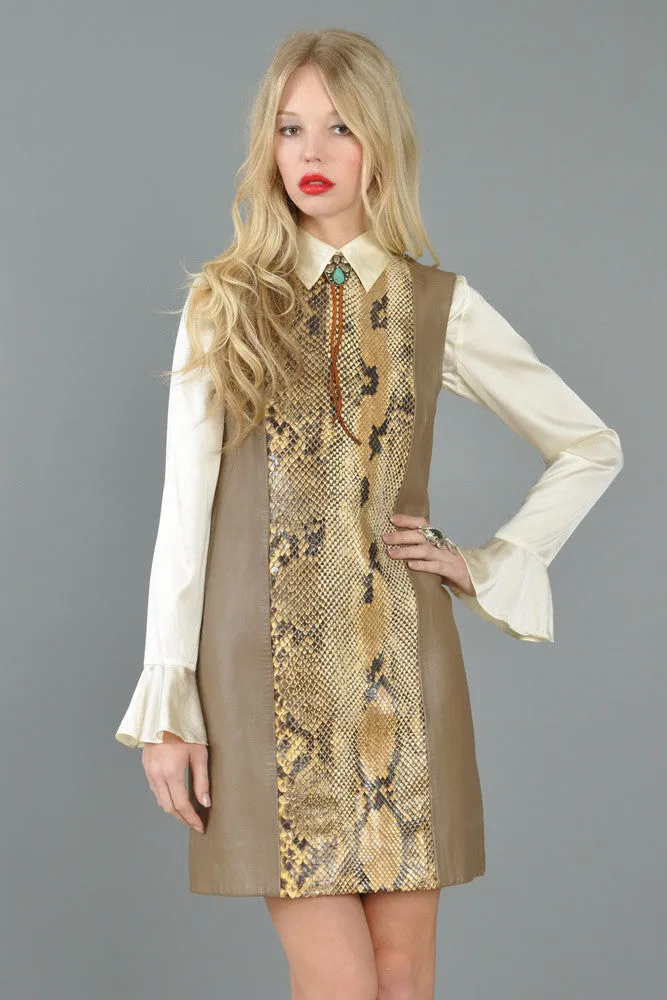 Python Skin   Leather 1960s Tunic Dress