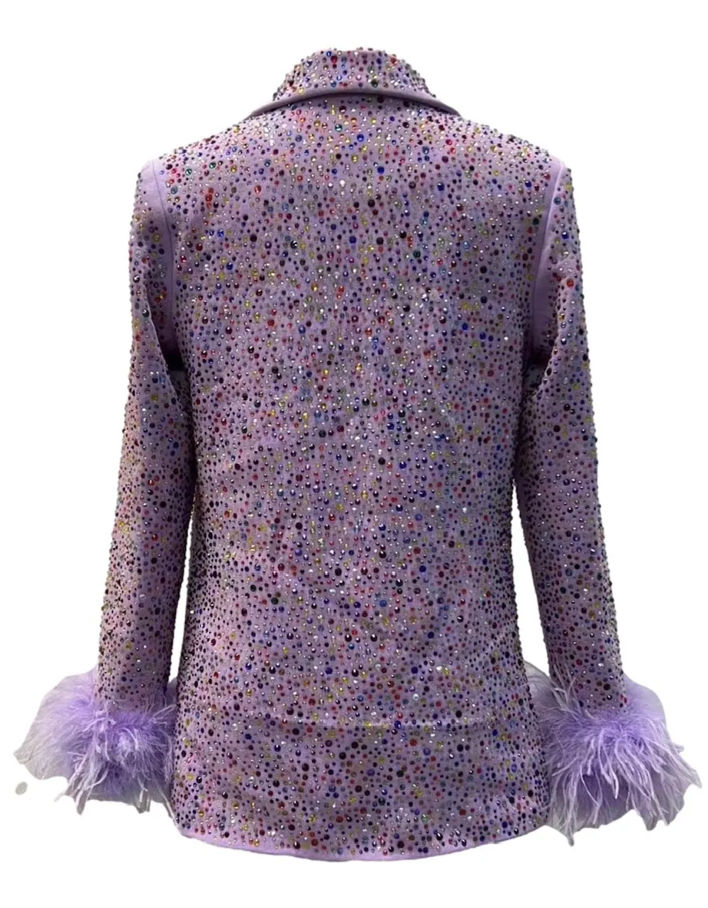 Queen of Sparkles Lavender Rhinestone Feather Blazer