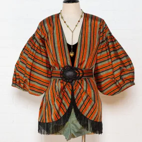"Autumn Stripe" Reimagined Vintage Kimono - Kimono Zulu Artist Collaboration with Judy Masliyah