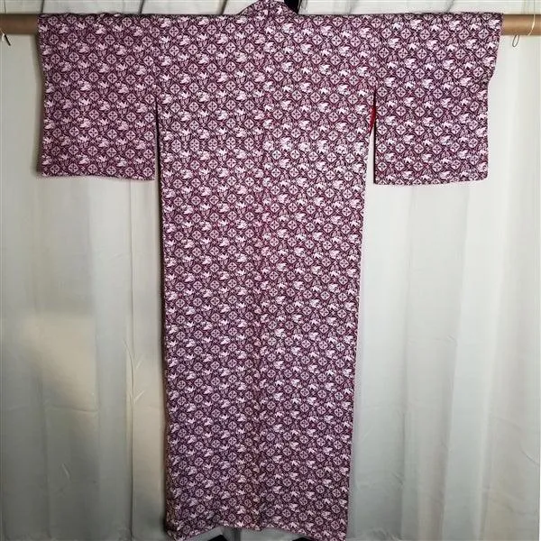 "Stenciled Birds" Vintage Kimono