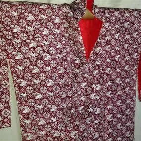 "Stenciled Birds" Vintage Kimono