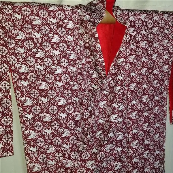 "Stenciled Birds" Vintage Kimono