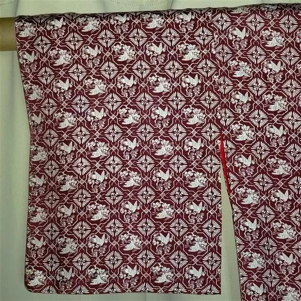 "Stenciled Birds" Vintage Kimono